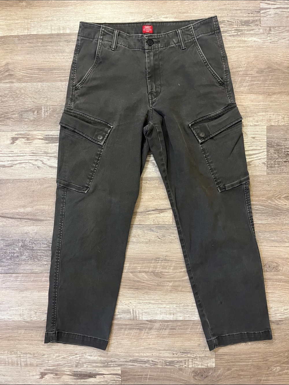 Levi's Black Cargo Pants with Flap Pockets and Straight Leg